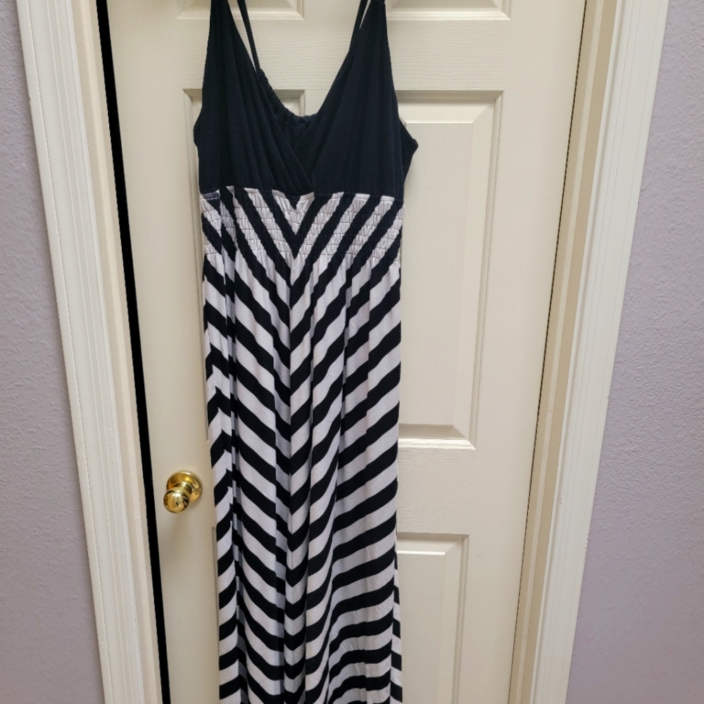 Black and white maxi dress with Chevron skirt